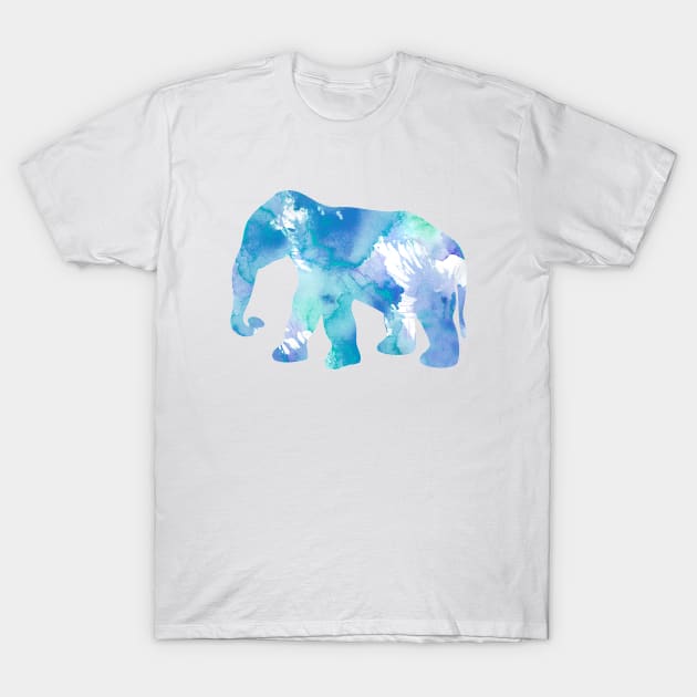 Light Blue Elephant Watercolor Painting T-Shirt by Miao Miao Design